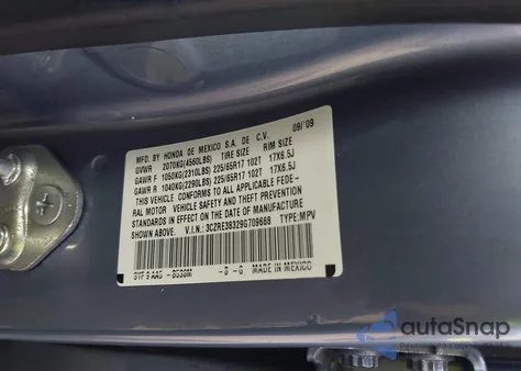 2009 Honda Cr-V Lx from USA, damaged, VIN 3CZRE38329G709668